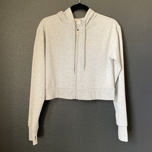 3/$20 F21 grey hooded long sleeve crop top zip up